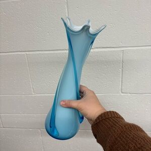 Cristalleria Fratelli Betti Empoli Blue Art Glass Vase